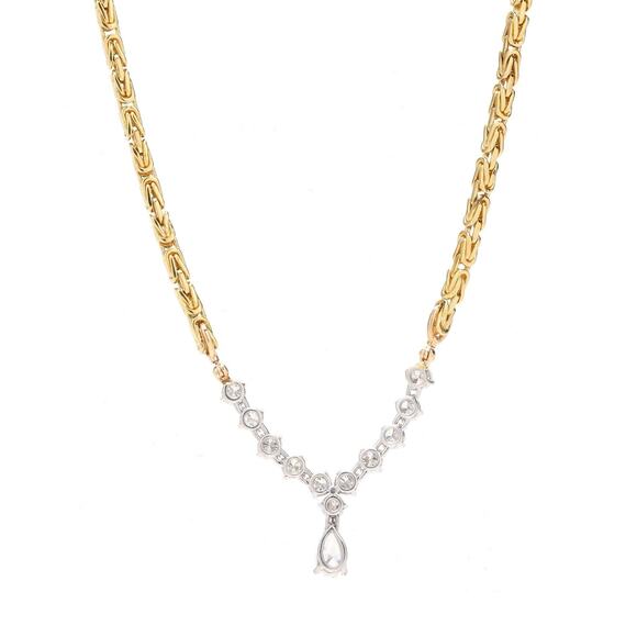 Vintage 3.3 cttw 18k Diamond Necklace On Byzantine Chain - Picture 3 of 6